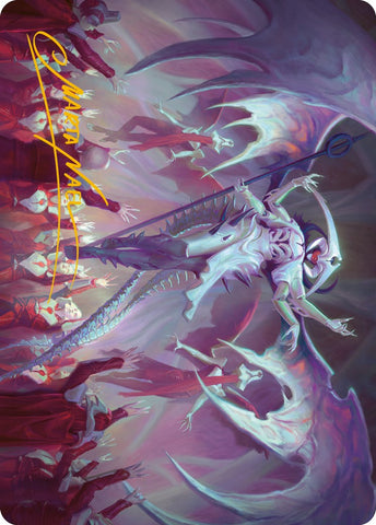 Atraxa, Grand Unifier Art Card (Gold-Stamped Signature) [Phyrexia: All Will Be One Art Series] Magic: The Gathering