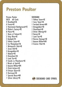 1996 Preston Poulter Decklist Card [World Championship Decks] Magic: The Gathering