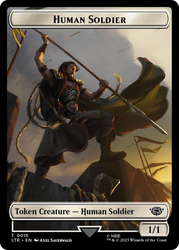 Human Soldier (0015) // Food (0024) Double-Sided Token (Surge Foil) [The Lord of the Rings: Tales of Middle-Earth Tokens] Magic: The Gathering
