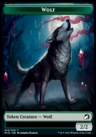 Wolf // Teferi, Who Slows the Sunset Emblem Double-Sided Token [Innistrad: Midnight Hunt Tokens] Magic: The Gathering