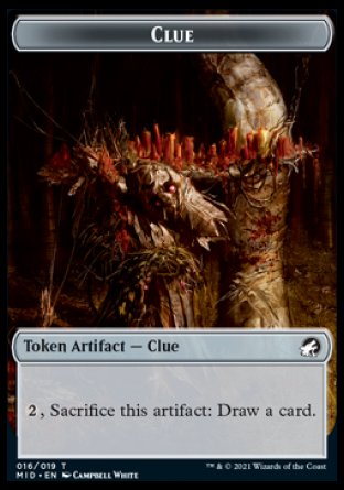Clue // Teferi, Who Slows the Sunset Emblem Double-Sided Token [Innistrad: Midnight Hunt Tokens] Magic: The Gathering