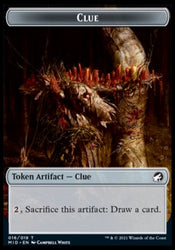 Clue // Teferi, Who Slows the Sunset Emblem Double-Sided Token [Innistrad: Midnight Hunt Tokens] Magic: The Gathering