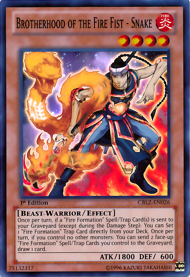 Brotherhood of the Fire Fist - Snake [CBLZ-EN026] Super Rare Yu-Gi-Oh!