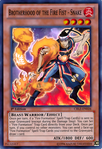 Brotherhood of the Fire Fist - Snake [CBLZ-EN026] Super Rare Yu-Gi-Oh!