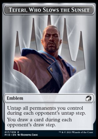 Teferi, Who Slows the Sunset Emblem [Innistrad: Midnight Hunt Tokens] Magic: The Gathering