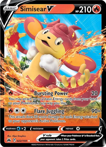 Simisear V (022/159) [Sword & Shield: Crown Zenith] Pokémon