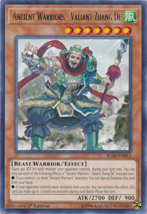 Ancient Warriors - Valiant Zhang De [IGAS-EN013] Rare Yu-Gi-Oh!
