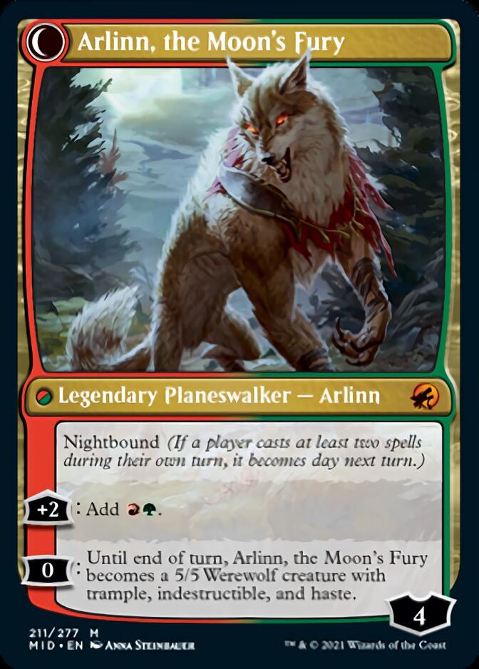 Arlinn, the Pack's Hope // Arlinn, the Moon's Fury [Innistrad: Midnight Hunt] Magic: The Gathering