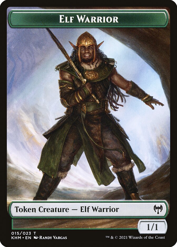 Elemental // Elf Warrior Double-Sided Token [Kaldheim Commander Tokens] Magic: The Gathering