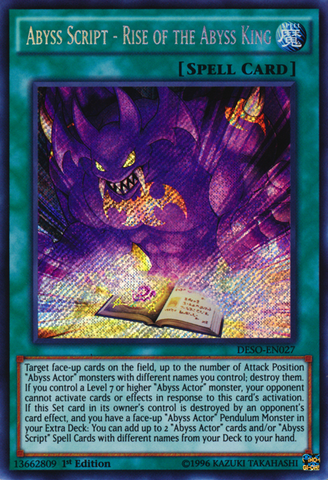 Abyss Script - Rise of the Abyss King [DESO-EN027] Secret Rare Yu-Gi-Oh!