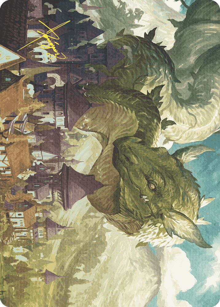 Beanstalk Wurm Art Card (Gold-Stamped Signature) [Wilds of Eldraine Art Series] Magic: The Gathering