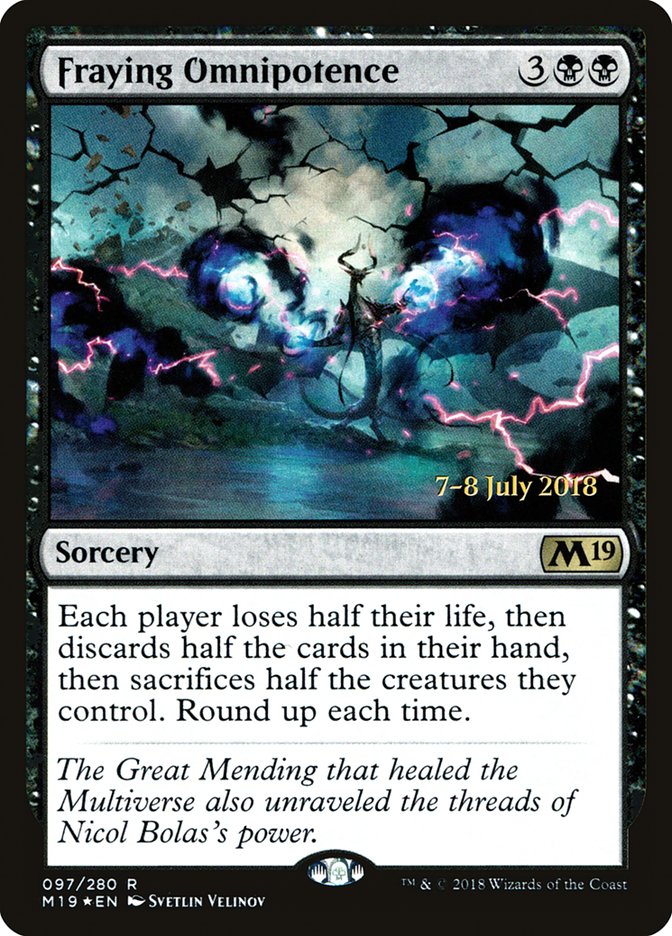 Fraying Omnipotence [Core Set 2019 Prerelease Promos] Magic: The Gathering