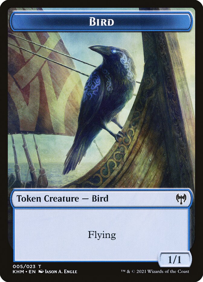 Human Warrior // Bird Double-Sided Token [Kaldheim Tokens] Magic: The Gathering
