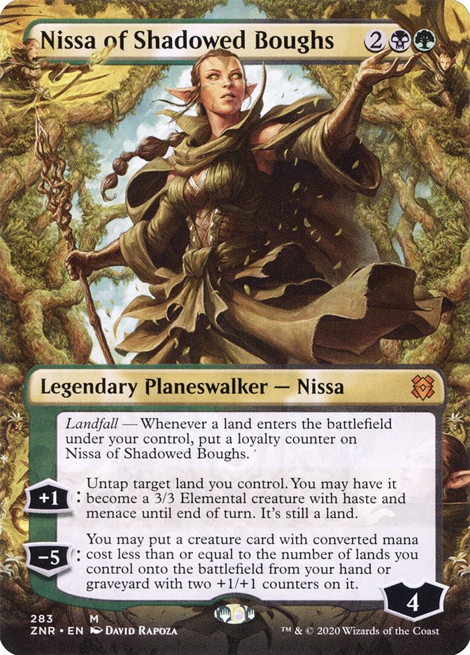 Nissa of Shadowed Boughs (Borderless) [Zendikar Rising] Magic: The Gathering