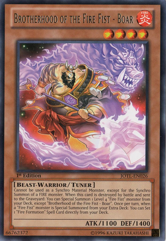 Brotherhood of the Fire Fist - Boar [JOTL-EN026] Rare Yu-Gi-Oh!
