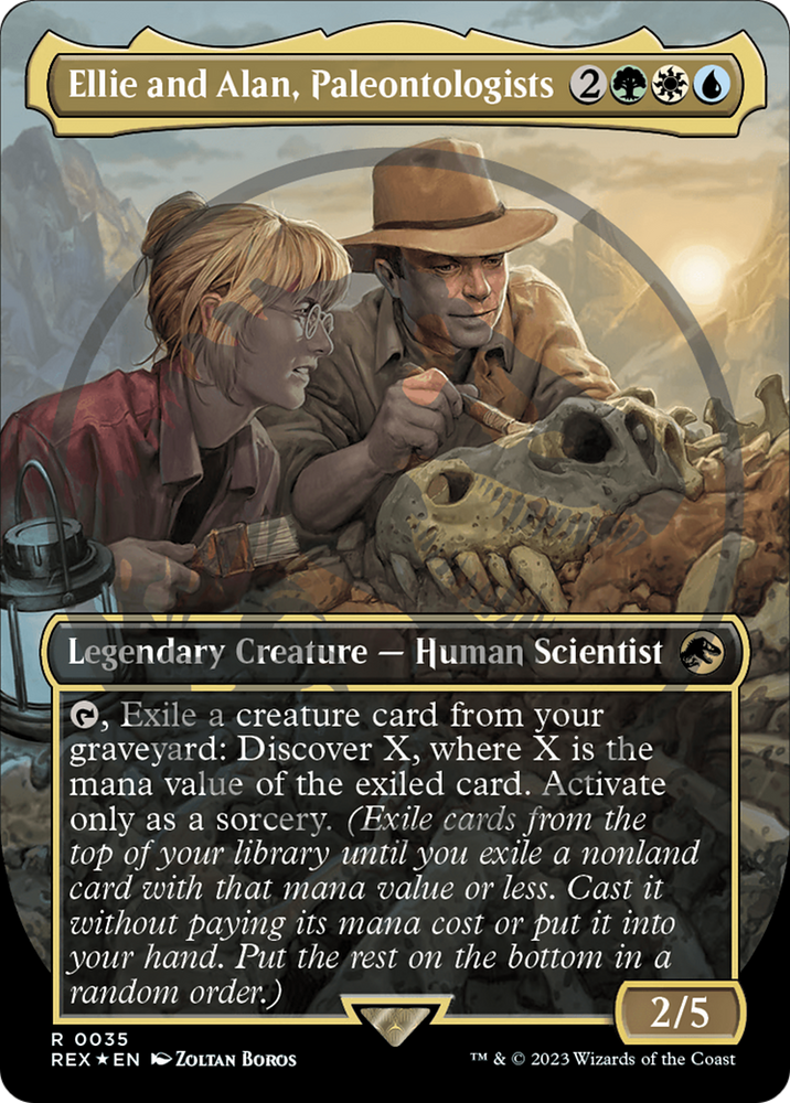 Ellie and Alan, Paleontologists Emblem (Borderless) [Jurassic World Collection Tokens] Magic: The Gathering