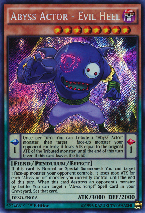 Abyss Actor - Evil Heel [DESO-EN016] Secret Rare Yu-Gi-Oh!