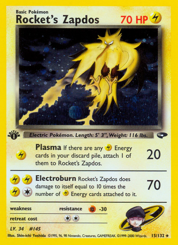 Rocket's Zapdos (15/132) [Gym Challenge 1st Edition] Pokémon