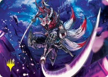 Blade-Blizzard Kitsune Art Card (Gold-Stamped Signature) [Kamigawa: Neon Dynasty Art Series] Magic: The Gathering
