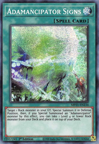 Adamancipator Signs [MP21-EN234] Prismatic Secret Rare Yu-Gi-Oh!