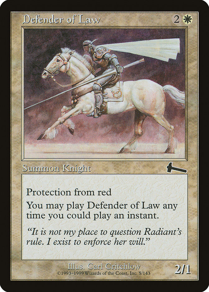 Defender of Law [Urza's Legacy] Magic: The Gathering