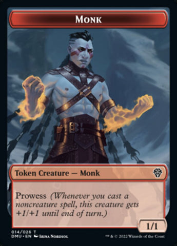 Bird (002) // Monk Double-Sided Token [Dominaria United Tokens] Magic: The Gathering
