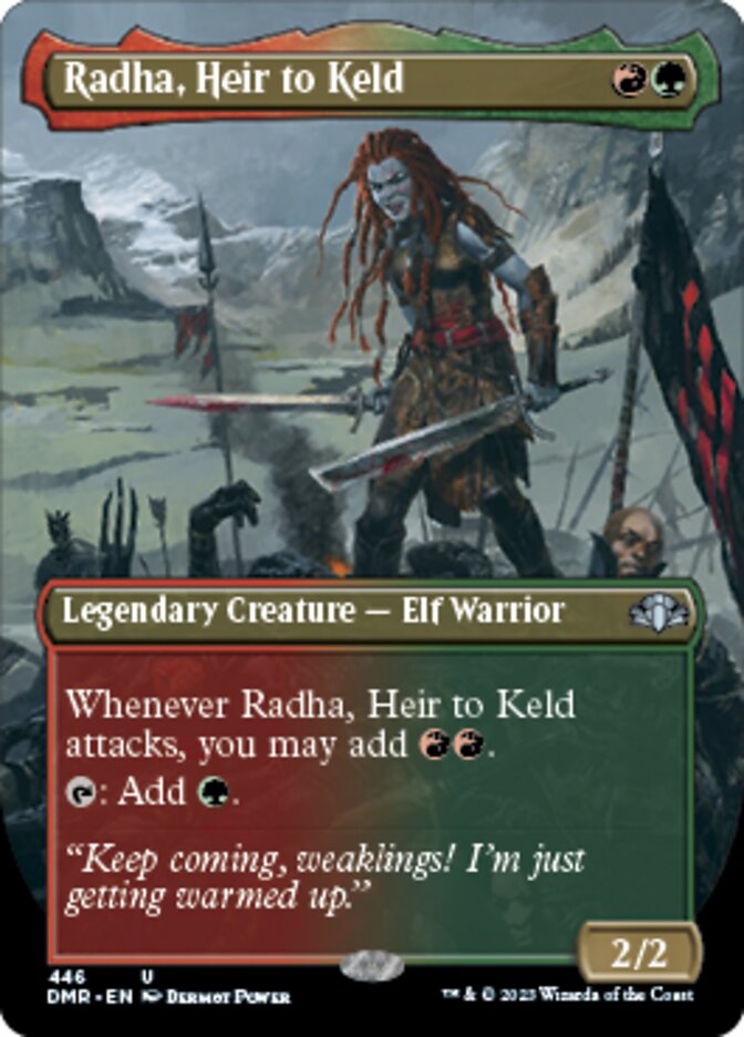 Radha, Heir to Keld (Borderless Alternate Art) [Dominaria Remastered] Magic: The Gathering