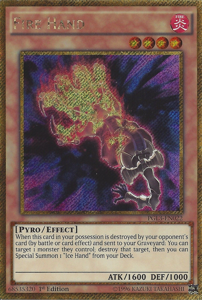 Fire Hand [PGL3-EN022] Gold Secret Rare Yu-Gi-Oh!