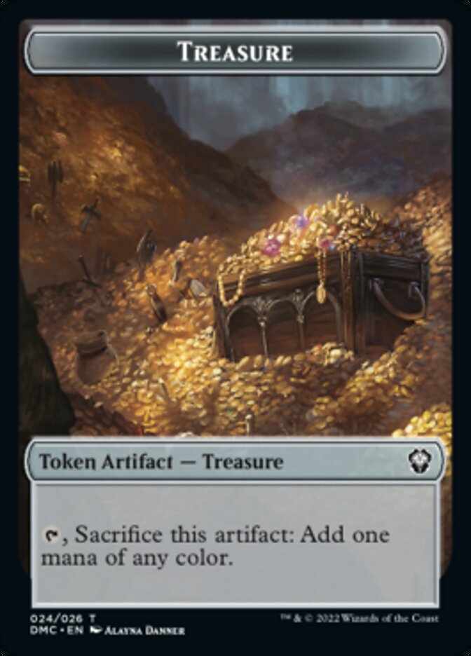 Bird (002) // Treasure Double-Sided Token [Dominaria United Tokens] Magic: The Gathering