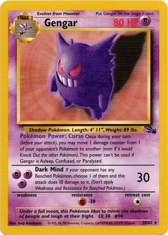 Gengar (20/62) [Fossil Unlimited] Pokémon