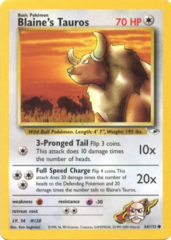 Blaine's Tauros (64/132) [Gym Heroes Unlimited] Pokémon