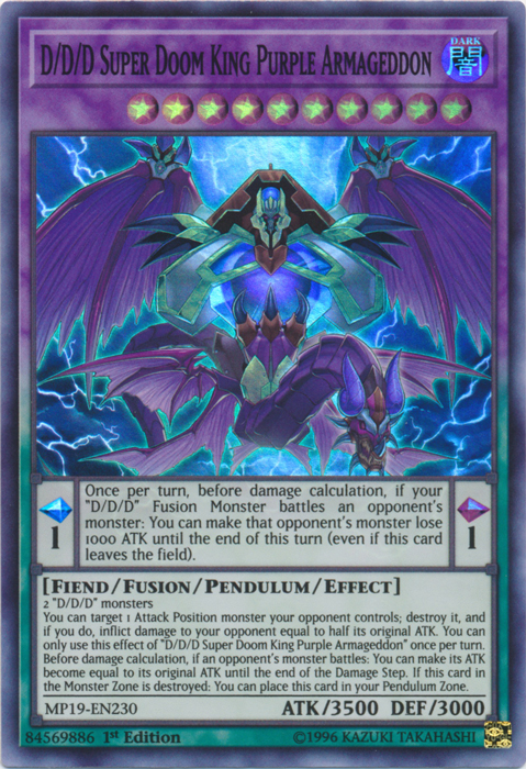 D/D/D Super Doom King Purple Armageddon [MP19-EN230] Super Rare Yu-Gi-Oh!