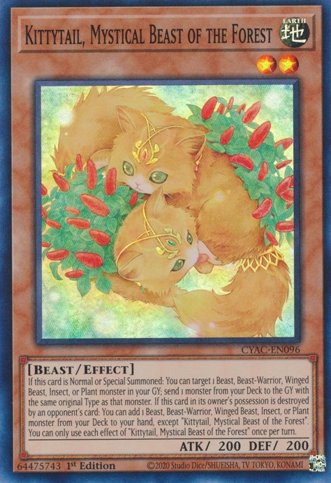 Kittytail, Mystical Beast of the Forest [CYAC-EN096] Super Rare Yu-Gi-Oh!