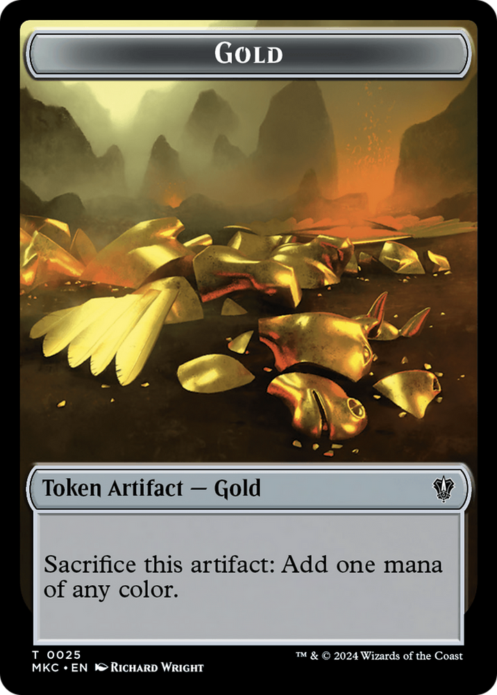 Gold // Lightning Rager Double-Sided Token [Murders at Karlov Manor Commander Tokens] Magic: The Gathering