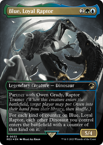 Blue, Loyal Raptor Emblem (Borderless) [Jurassic World Collection Tokens] Magic: The Gathering