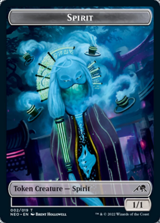 Spirit (002) // Tezzeret, Betrayer of Flesh Emblem Double-Sided Token [Kamigawa: Neon Dynasty Tokens] Magic: The Gathering