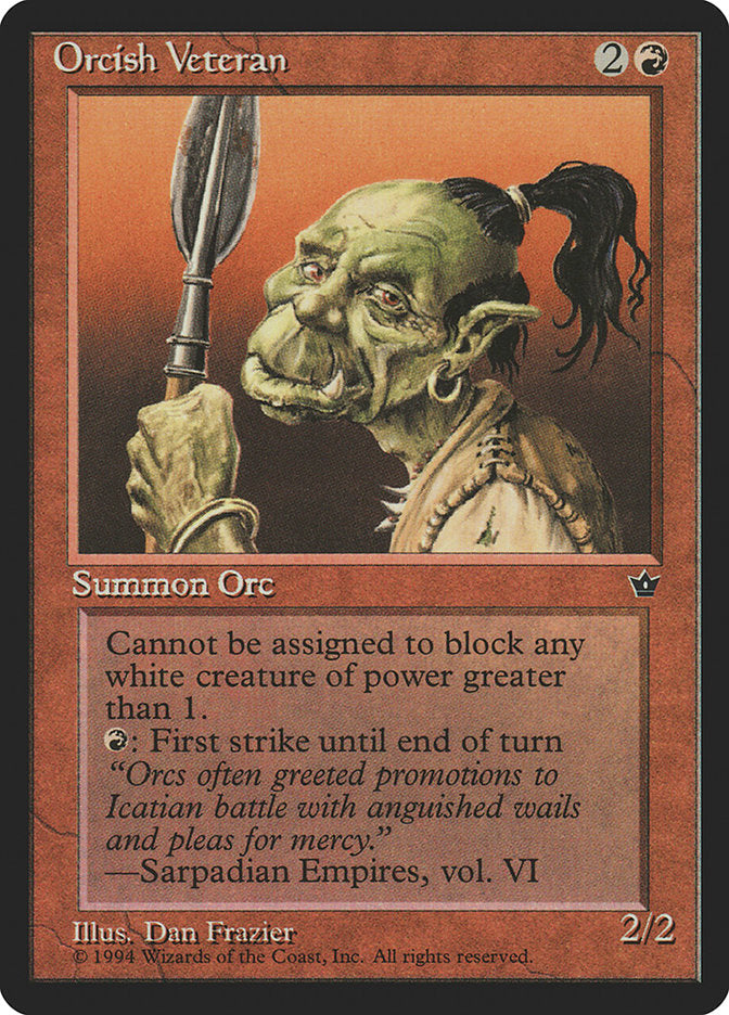 Orcish Veteran (Dan Frazier) [Fallen Empires] Magic: The Gathering