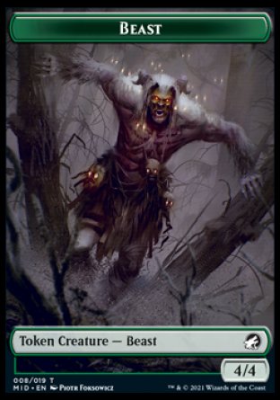 Beast Token [Innistrad: Midnight Hunt Tokens] Magic: The Gathering