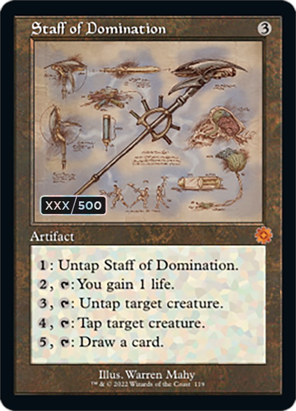 Staff of Domination (Retro Schematic) (Serial Numbered) [The Brothers' War Retro Artifacts] Magic: The Gathering