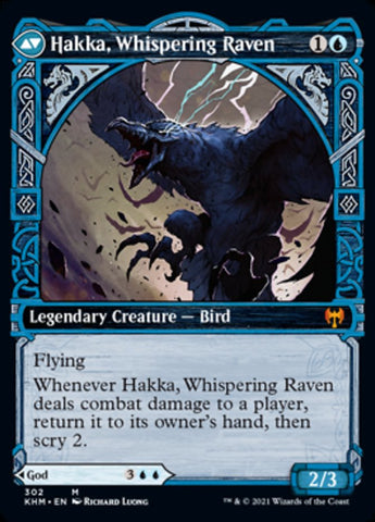 Alrund, God of the Cosmos // Hakka, Whispering Raven (Showcase) [Kaldheim] Magic: The Gathering