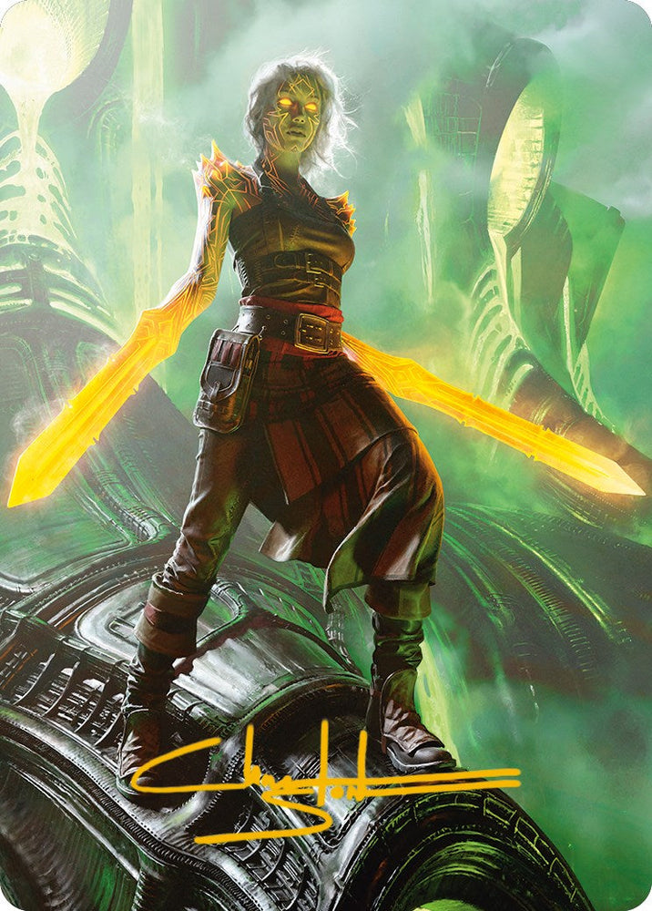 Nahiri, the Unforgiving Art Card (Gold-Stamped Signature) [Phyrexia: All Will Be One Art Series] Magic: The Gathering
