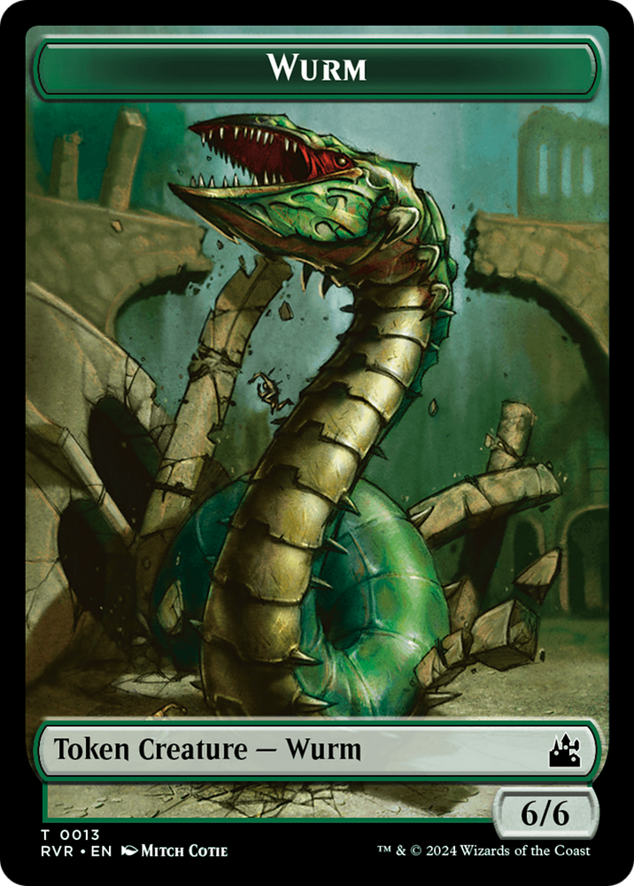 Spirit (0018) // Wurm Double-Sided Token [Ravnica Remastered Tokens] Magic: The Gathering