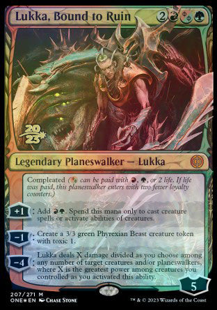 Lukka, Bound to Ruin [Phyrexia: All Will Be One Prerelease Promos] Magic: The Gathering
