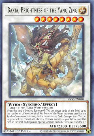 Baxia, Brightness of the Yang Zing [KICO-EN040] Rare Yu-Gi-Oh!