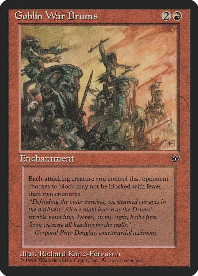 Goblin War Drums (Richard Kane Ferguson) [Fallen Empires] Magic: The Gathering