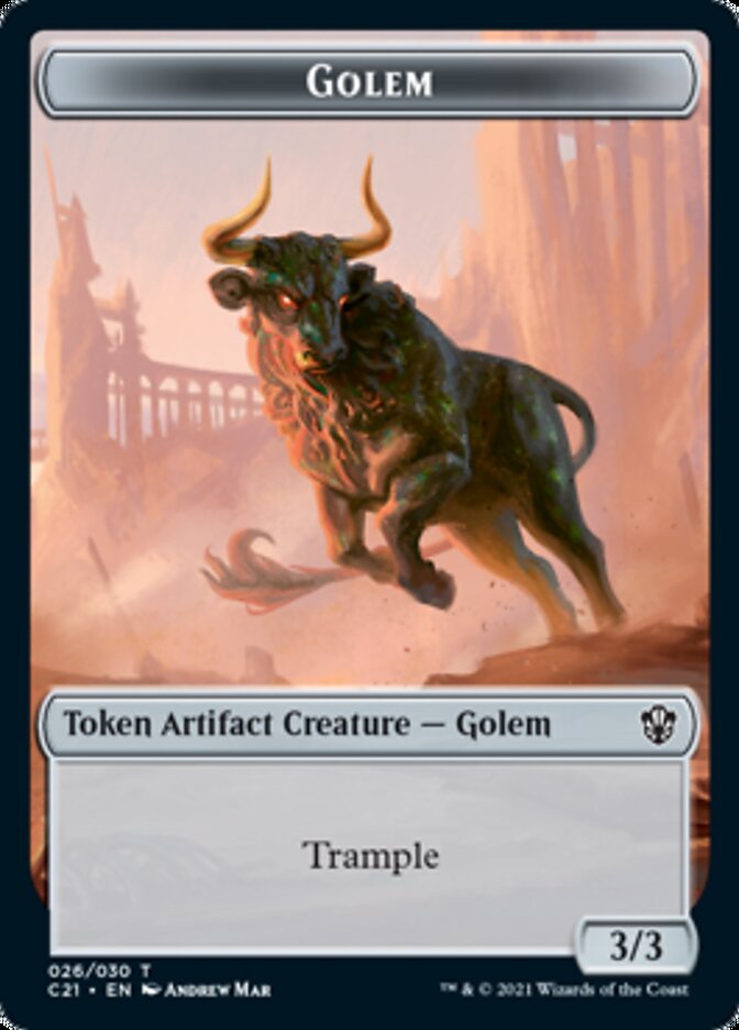 Golem (026) // Thopter Double-Sided Token [Commander 2021 Tokens] Magic: The Gathering