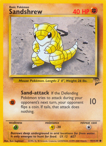Sandshrew (91/130) [Base Set 2] Pokémon