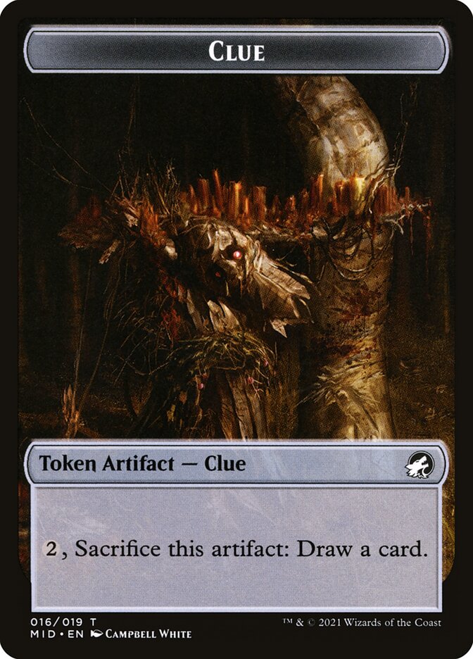 Wolf (013) // Clue (016) Double-Sided Token [Challenger Decks 2022 Tokens] Magic: The Gathering