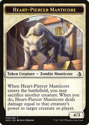 Heart-Piercer Manticore // Warrior Double-Sided Token [Amonkhet Tokens] Magic: The Gathering