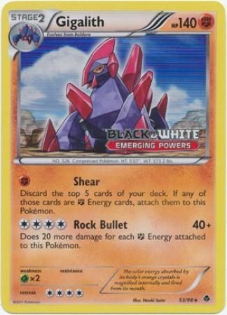 Gigalith (53/98) (Prerelease Promo) [Black & White: Black Star Promos] Pokémon